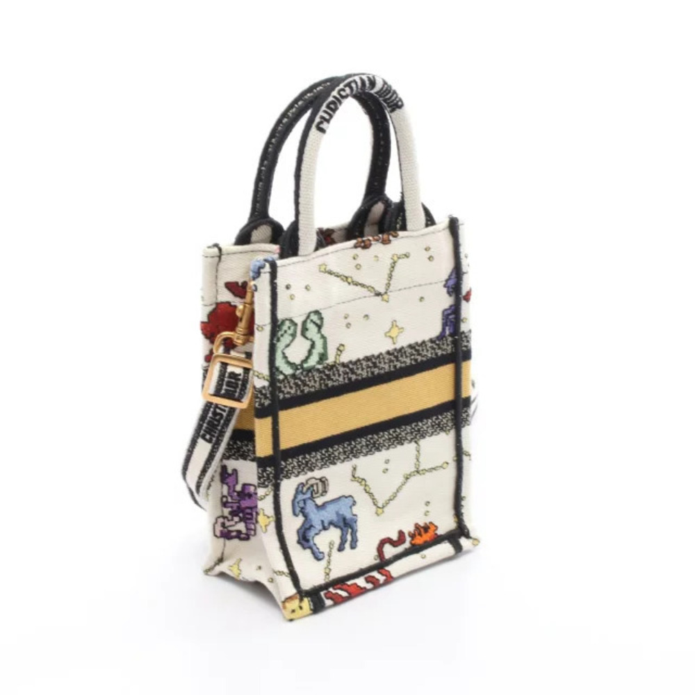 Dior BOOK White Black Handbag Canvas Multicolor TOTE